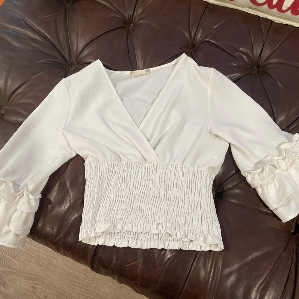 Altar'd State Cream Ruffle Blouse